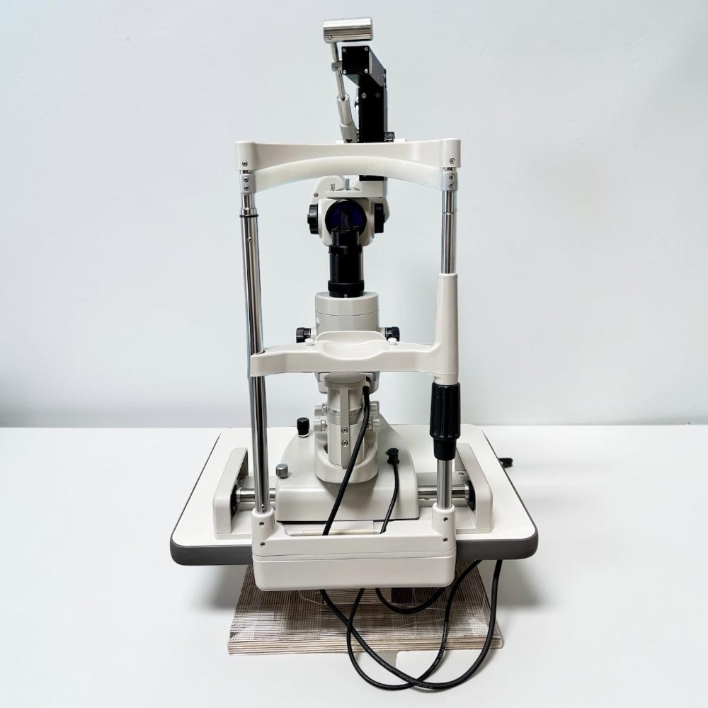 Topcon SL-D2 Slit Lamp w/ Haag Streit 870 Tonometer - Used 4 Topcon SL-D2 Slit Lamp w/ Haag Streit 870 Tonometer - Used – Rear View