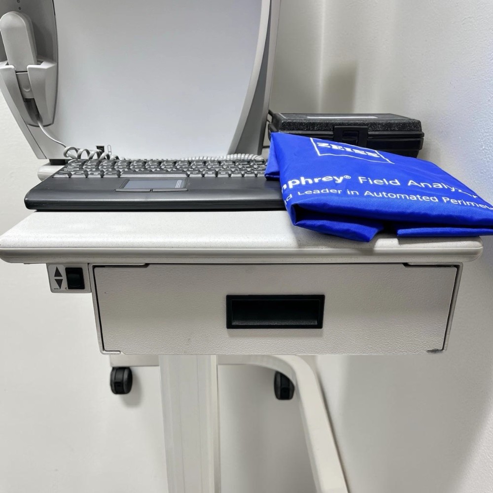 Zeiss Humphrey Field Analyzer 3 860 Visual Field w/ Electric Table, Trial Lens - Used 4 Zeiss Humphrey Field Analyzer 3 860 Visual Field w/ Electric Table, Trial Lens - Used – Rear View