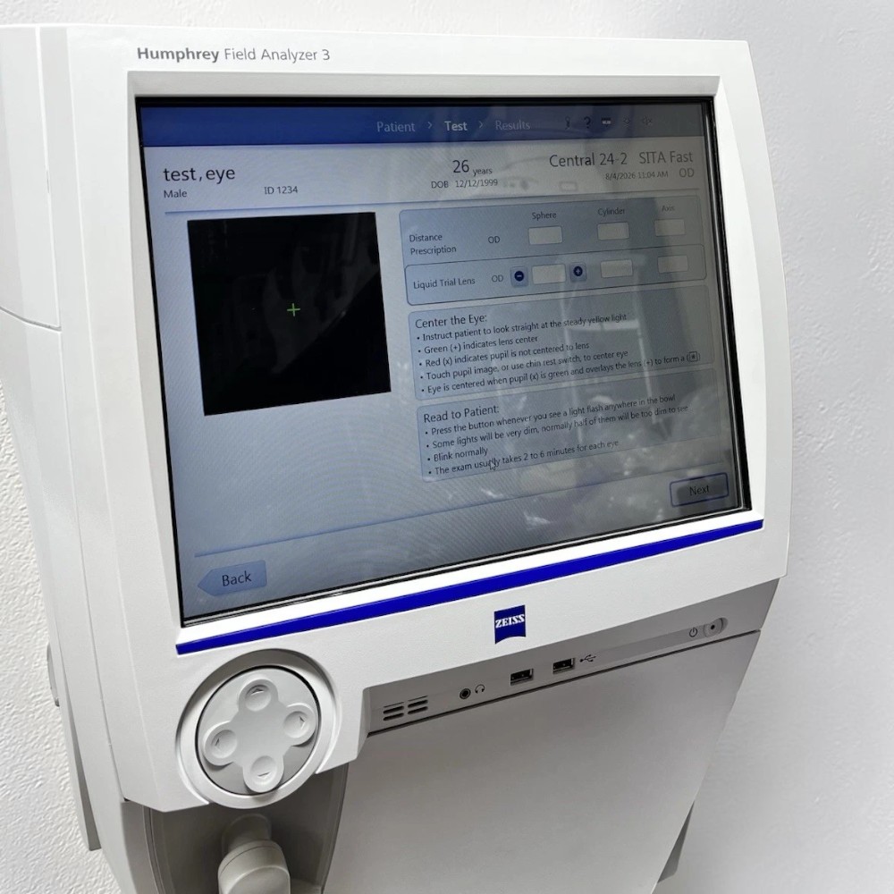 Zeiss Humphrey Field Analyzer 3 860 Visual Field w/ Electric Table, Trial Lens - Used 2 Zeiss Humphrey Field Analyzer 3 860 Visual Field w/ Electric Table, Trial Lens - Used – Front View