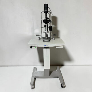 Haag-Streit BM 900 slit lamp with AT 900 tonometer and rolling table used — complete mobile exam station