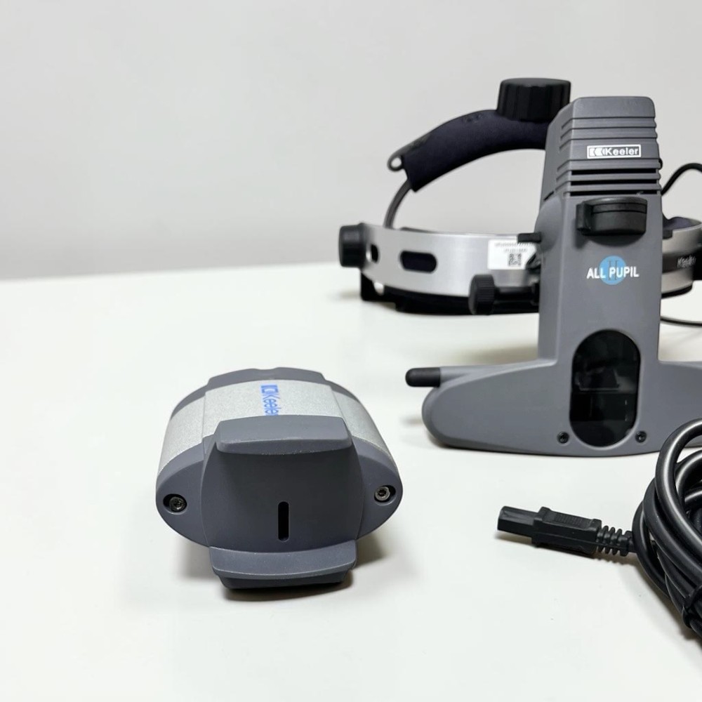 Keeler Allpupil II Wired Binocular Indirect Ophthalmoscope BIO - Used 2 Keeler Allpupil II Wired BIO used — headband and wired power cord detail