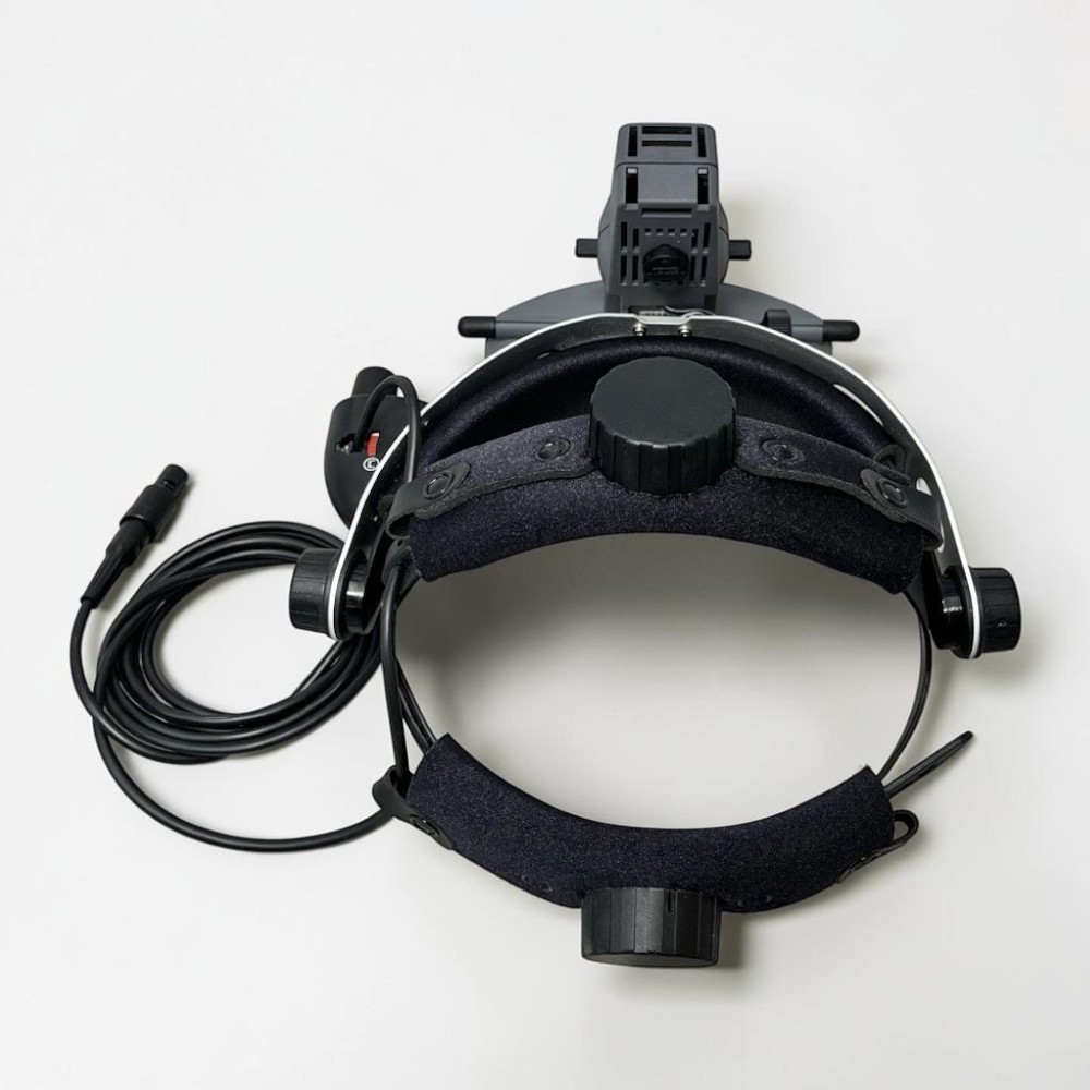 Keeler Allpupil II Wired Binocular Indirect Ophthalmoscope BIO - Used 6 Keeler Allpupil II Wired BIO used — eyepiece and lens assembly close-up