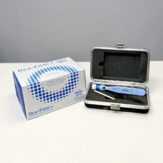 Reichert Tono-Pen VET veterinary tonometer used — front view with case