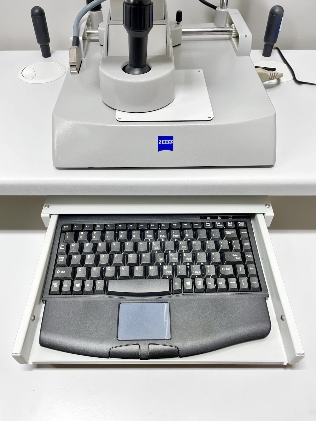 Zeiss IOL Master Version 5.5 Optical Biometer w/ Electric Table - Used 4 Zeiss IOL Master 5.5 used — joystick and keyboard detail