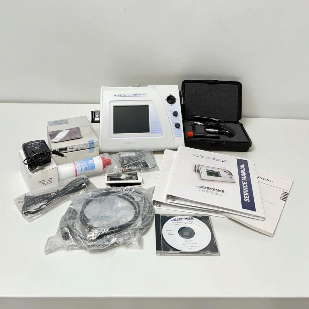 Sonomed E-Z Scan AB5500+ Ophthalmic Ultrasound Scanner - New Open Box 1 Sonomed E-Z Scan AB5500+ new open box — unit with A and B probes, foot pedal, printer and accessories